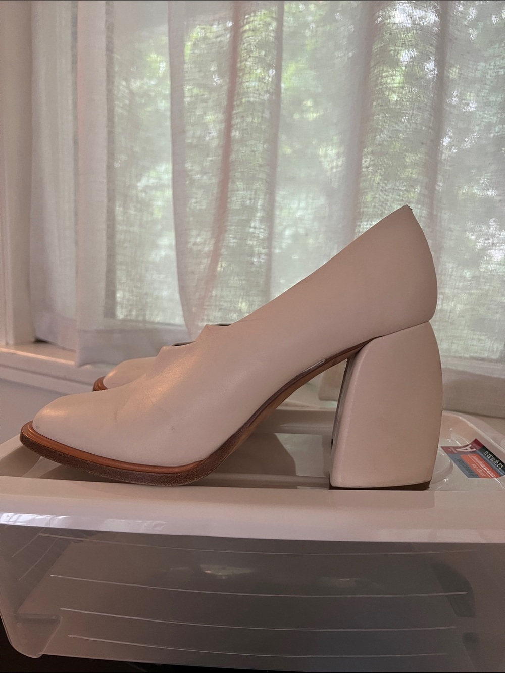 Tibi block heel leather pumps